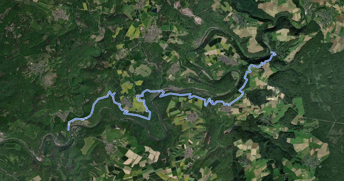 Маршрут Lahnwanderweg - 17. Etappe Balduinstein-Obernhof на спутниковом снимке