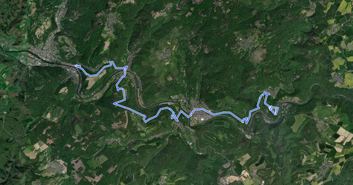 Маршрут Lahnwanderweg - 18. Etappe Obernhof-Bad Ems на спутниковом снимке