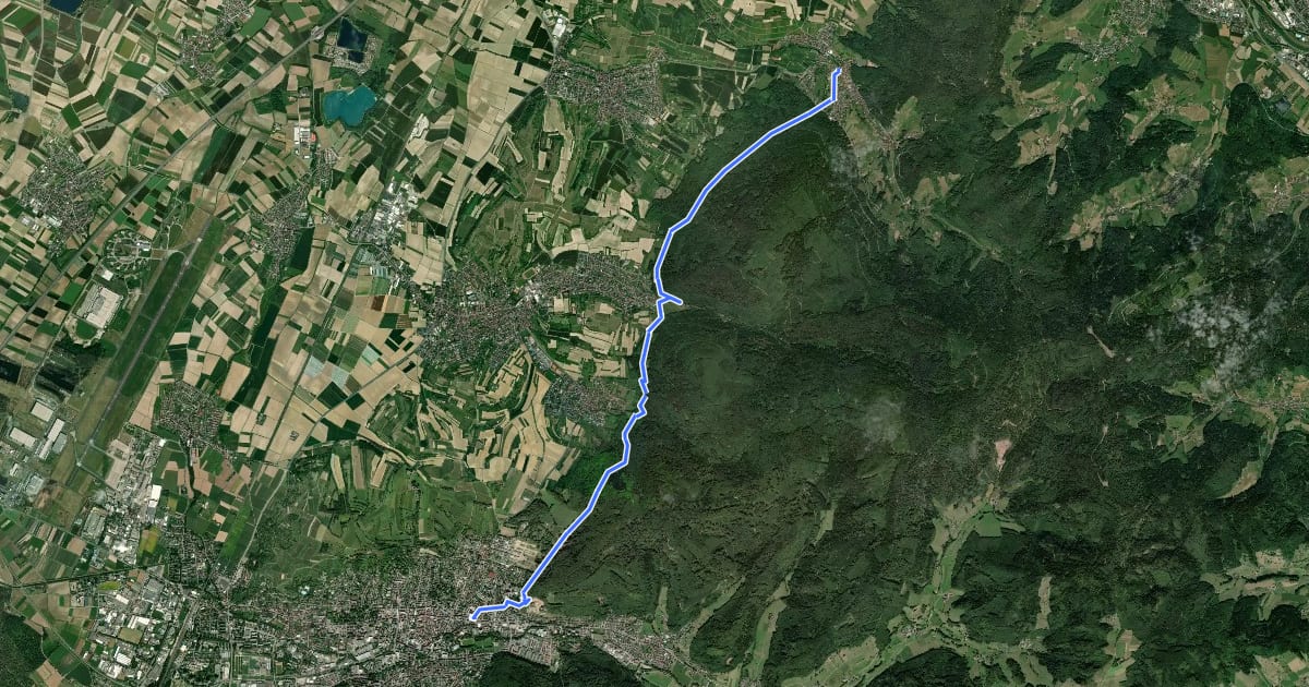 Маршрут Lahr - Diersburg на спутниковом снимке