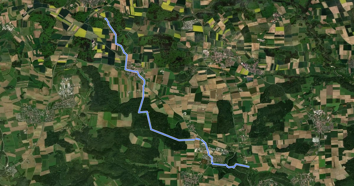 Маршрут Laichingen - Blaubeuren на спутниковом снимке