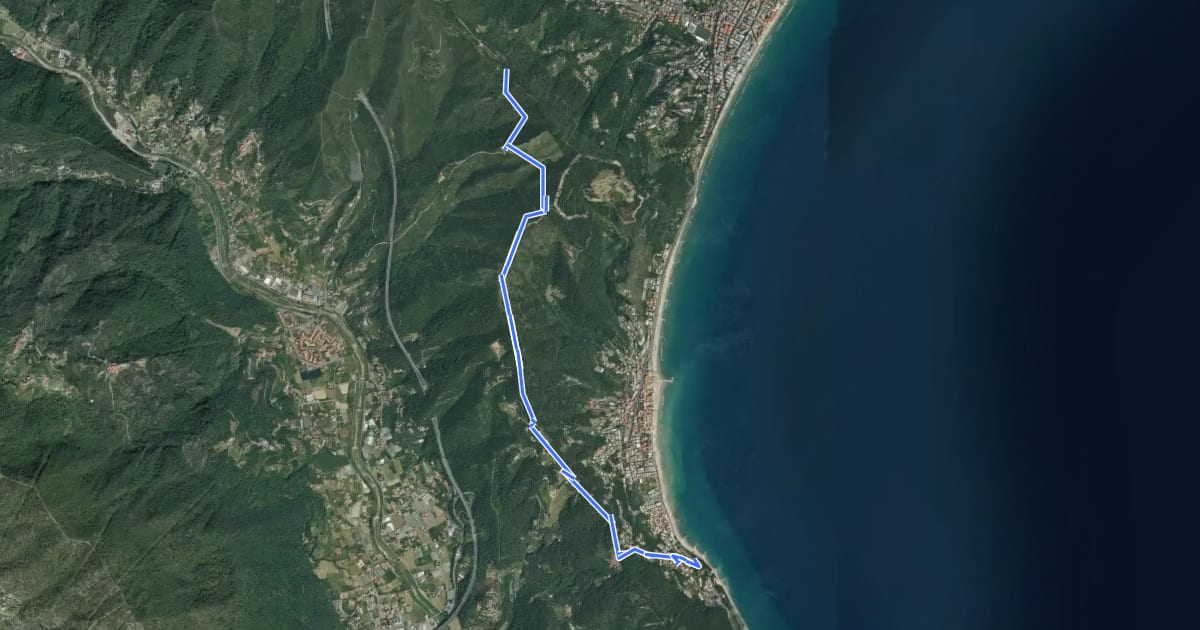 Маршрут Laigueglia - Colla Micheri - San Bernardo на спутниковом снимке