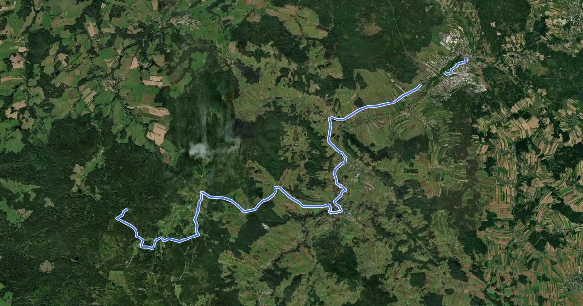 Маршрут Lainsitztaler Iron Curtain Trail на спутниковом снимке