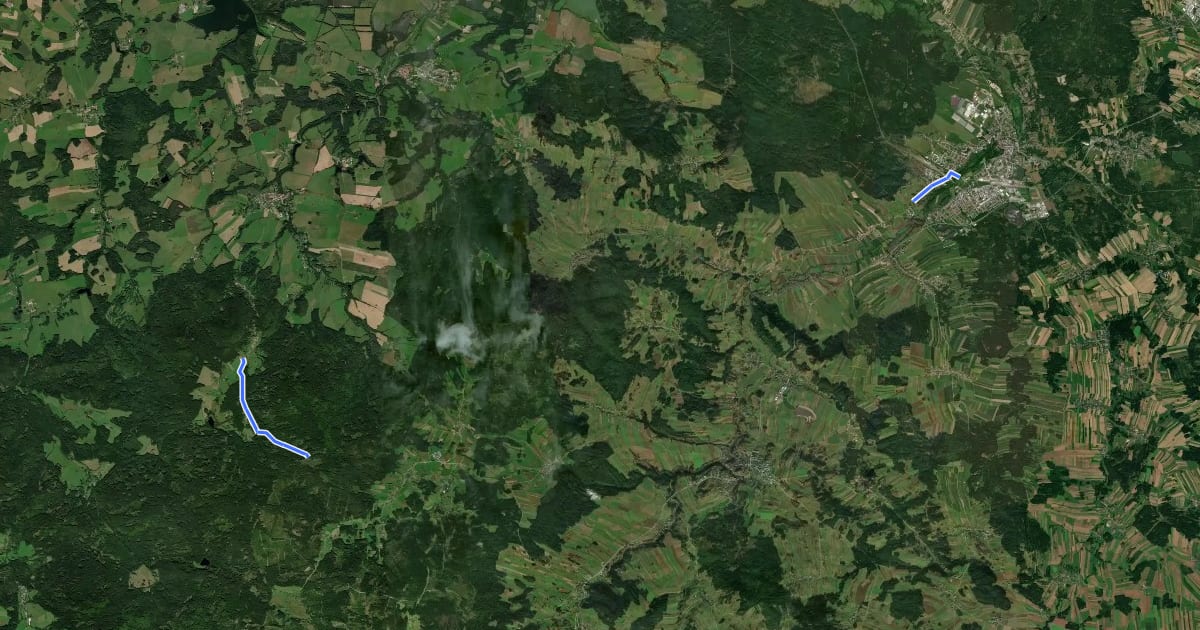 Маршрут Lainsitztaler Iron Curtain Trail CZ на спутниковом снимке