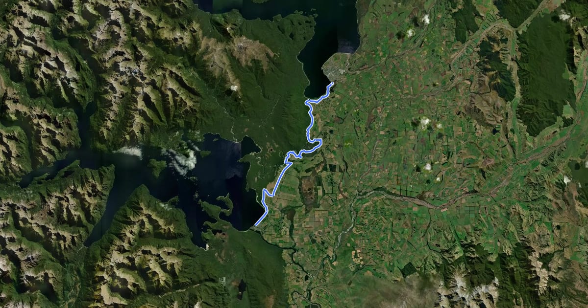 Маршрут Lake 2 Lake MTB (Te Anau to Manapouri) на спутниковом снимке