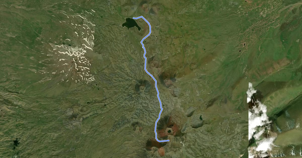 Маршрут Lake Akna – Mount Azhdahak на спутниковом снимке