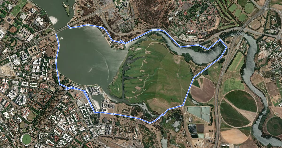 Маршрут Lake Burley Griffin Eastern Loop на спутниковом снимке
