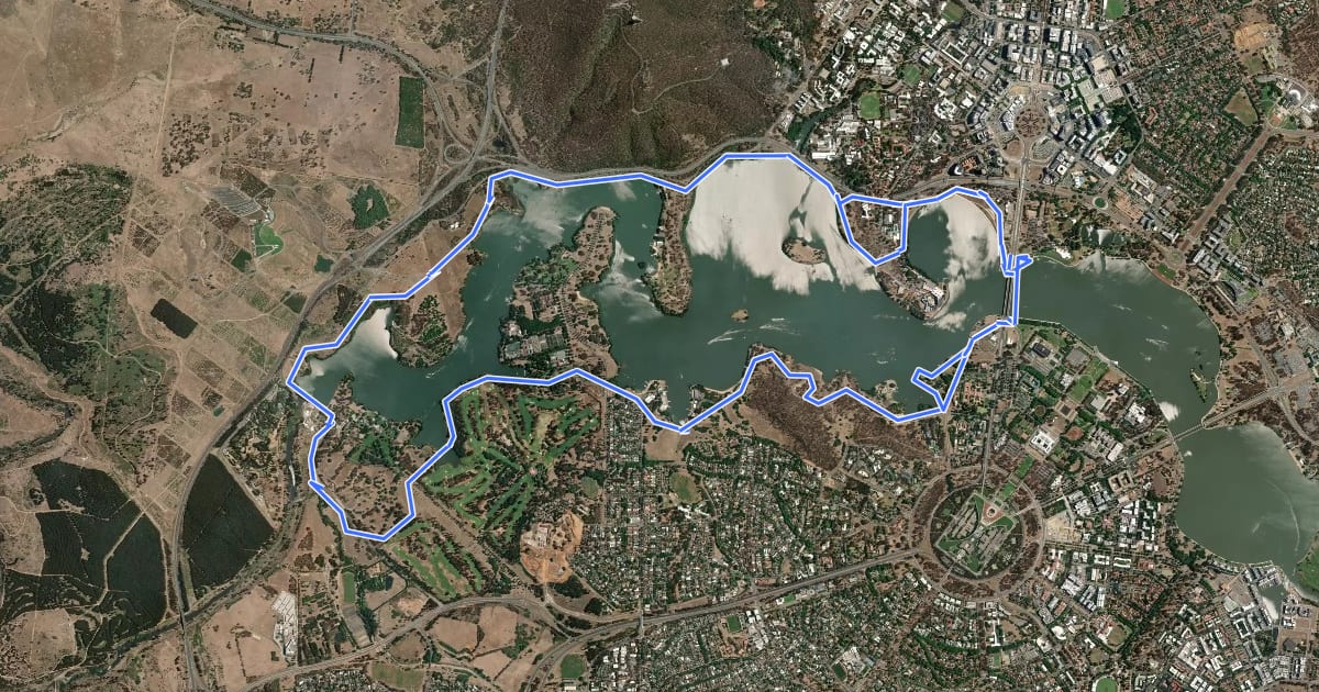 Маршрут Lake Burley Griffin Western Loop на спутниковом снимке