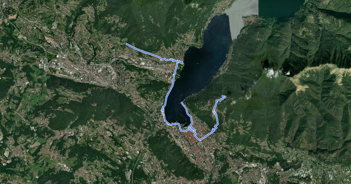 Маршрут Lake Como Poetry Way на спутниковом снимке