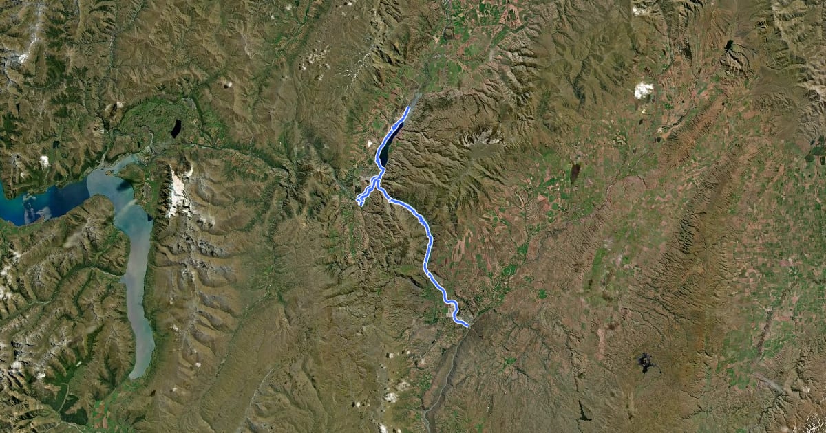 Маршрут Lake Dunstan Cycle Trail на спутниковом снимке