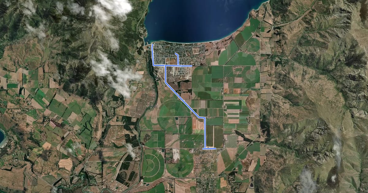 Маршрут Lake Hawea to Hawea Flat Cycle Link на спутниковом снимке