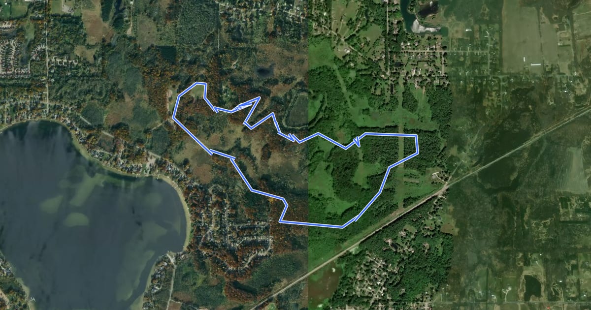 Маршрут Lake Lansing North Blue на спутниковом снимке