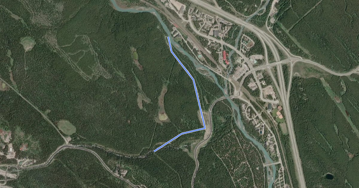 Маршрут Lake Louis Tram Line на спутниковом снимке