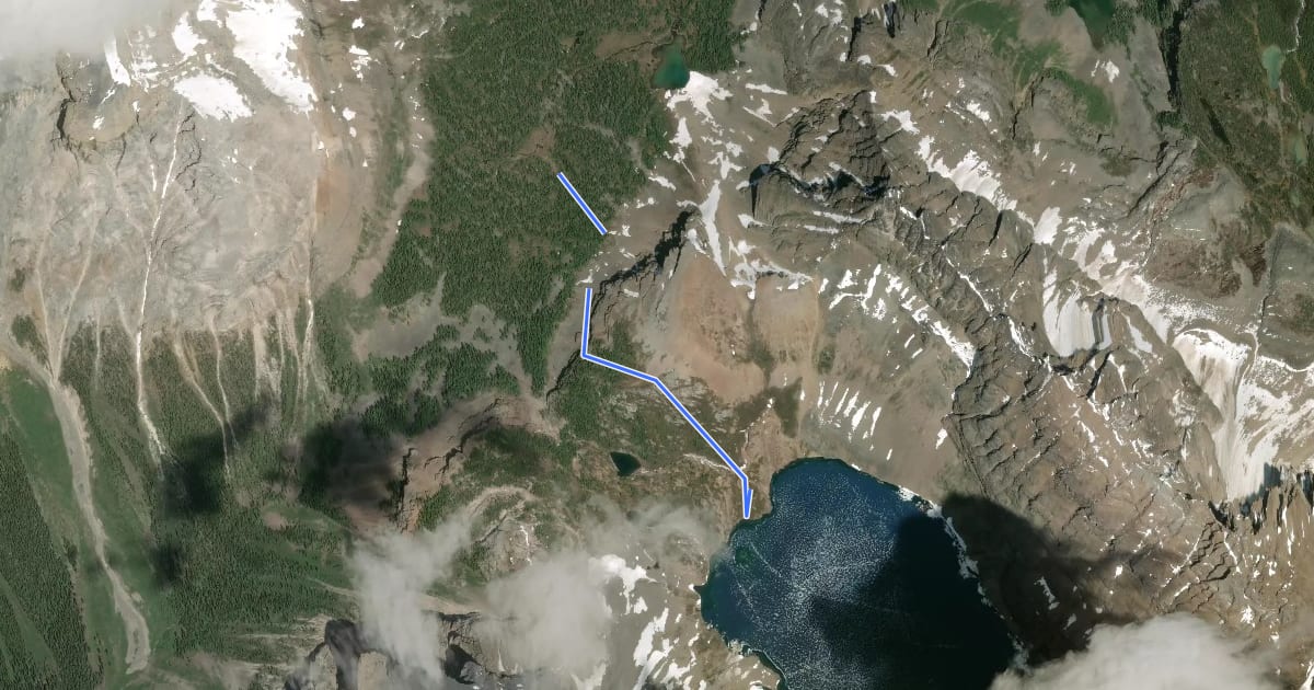 Маршрут Lake McArthur High Level Trail на спутниковом снимке