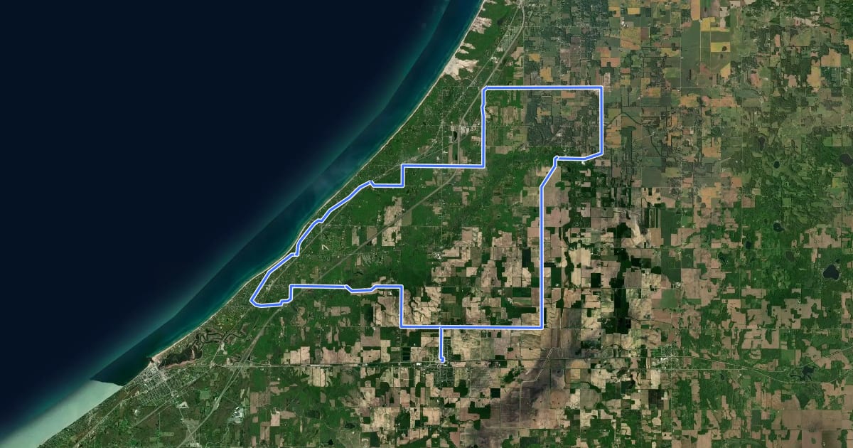 Маршрут Lake Michigan Trail на спутниковом снимке