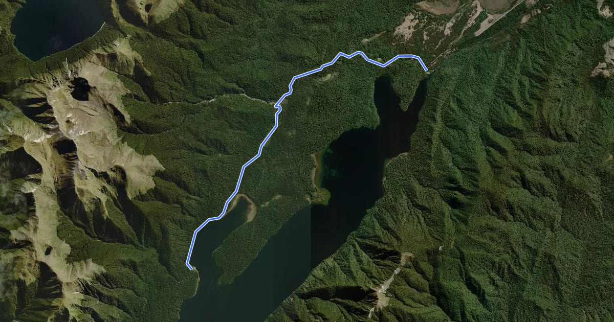 Маршрут Lake Monowai Car Park to Rodger Inlet на спутниковом снимке