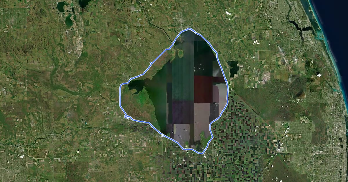 Маршрут Lake Okeechobee Scenic Trail на спутниковом снимке
