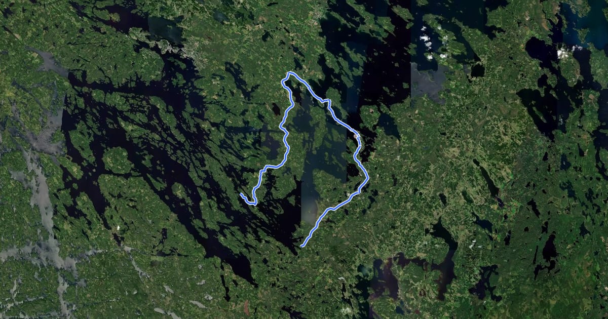 Маршрут Lake Pihlajavesi Cycling Route на спутниковом снимке