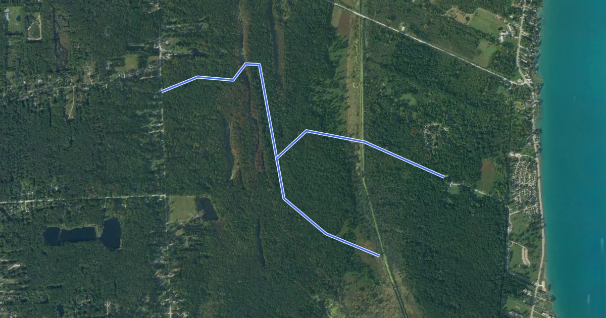 Маршрут Lake Plain Prairie Trail на спутниковом снимке