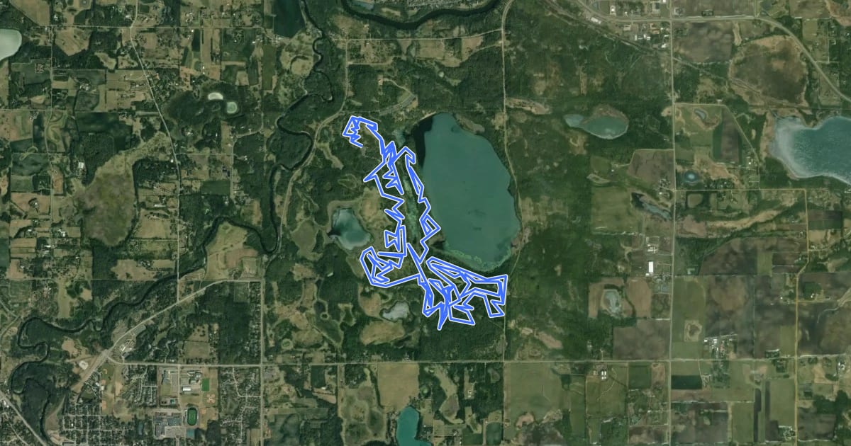 Маршрут Lake Rebecca MTB Single-Track на спутниковом снимке
