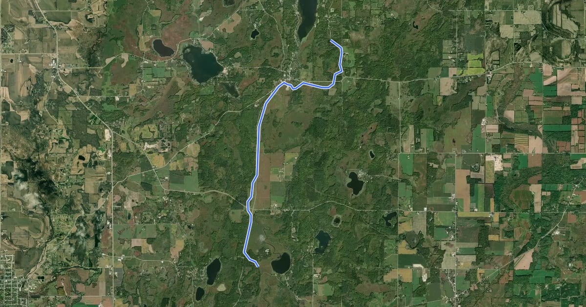 Маршрут Lake to Lake Bike Trail на спутниковом снимке