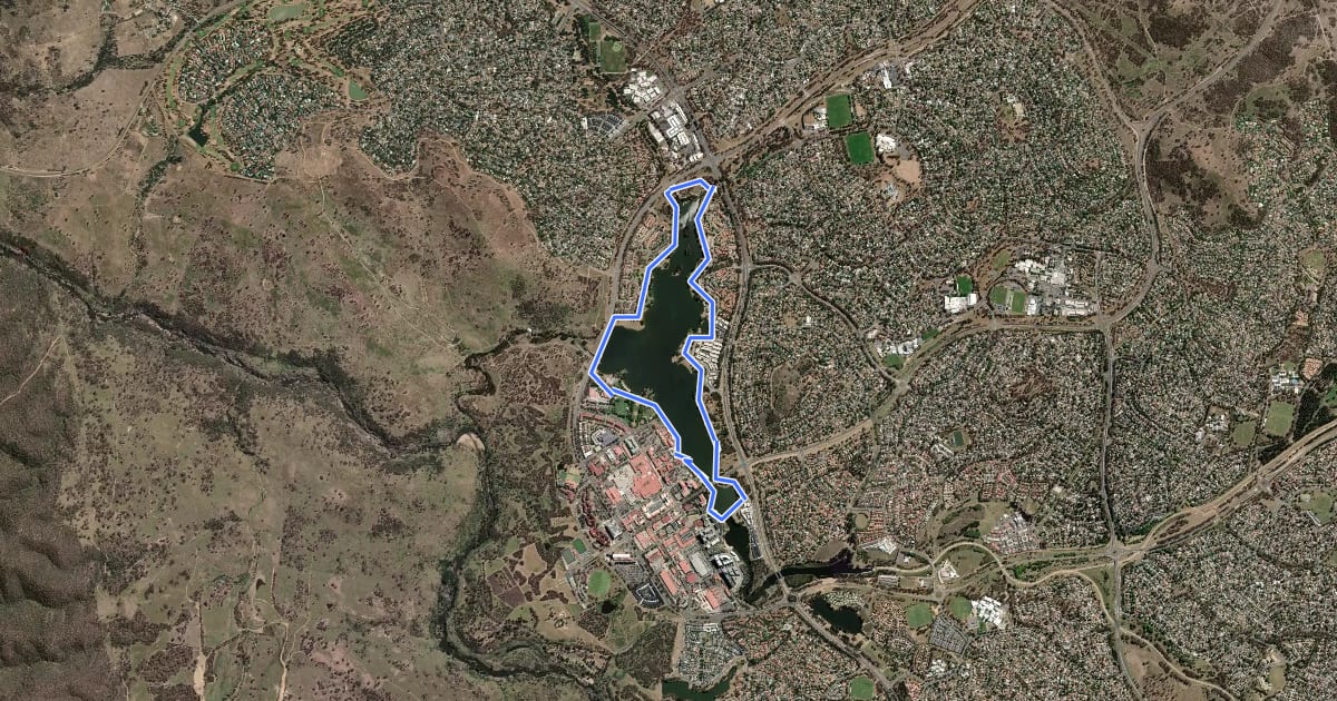 Маршрут Lake Tuggeranong Circuit на спутниковом снимке
