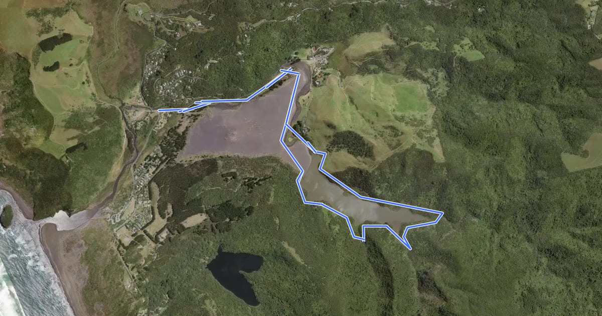 Маршрут Lake Wainamu Track на спутниковом снимке