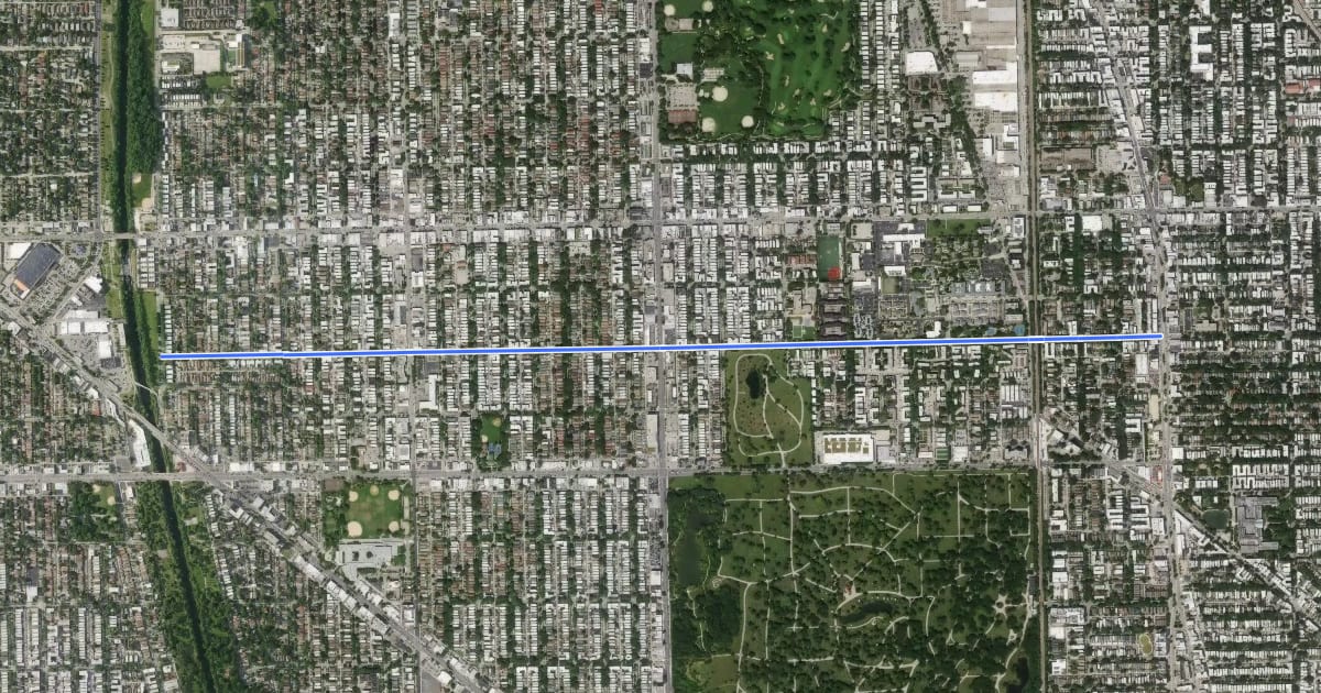 Маршрут Lakefront -North Shore Channel Trail на спутниковом снимке