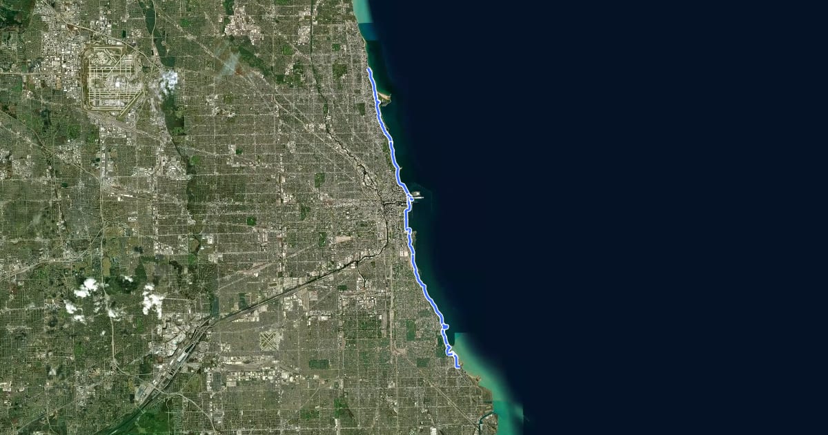 Маршрут Lakefront Trail на спутниковом снимке