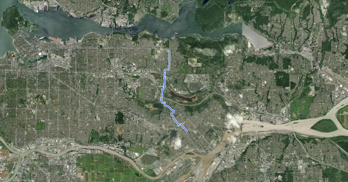 Маршрут Lakes Bikeway на спутниковом снимке