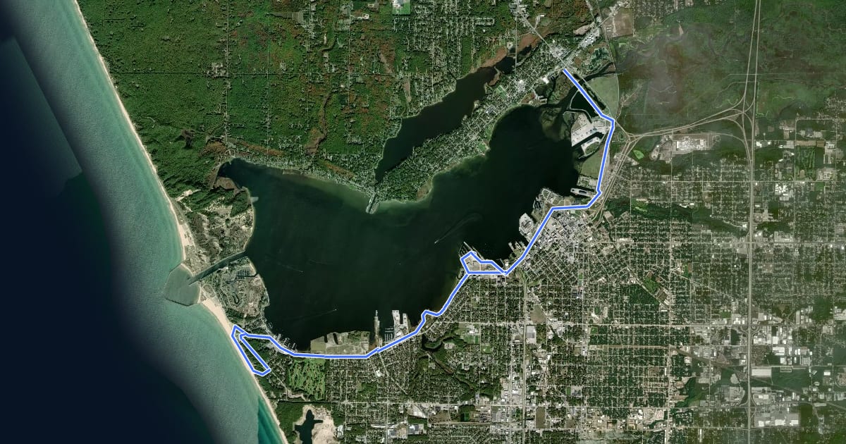 Маршрут Lakeshore Trail на спутниковом снимке