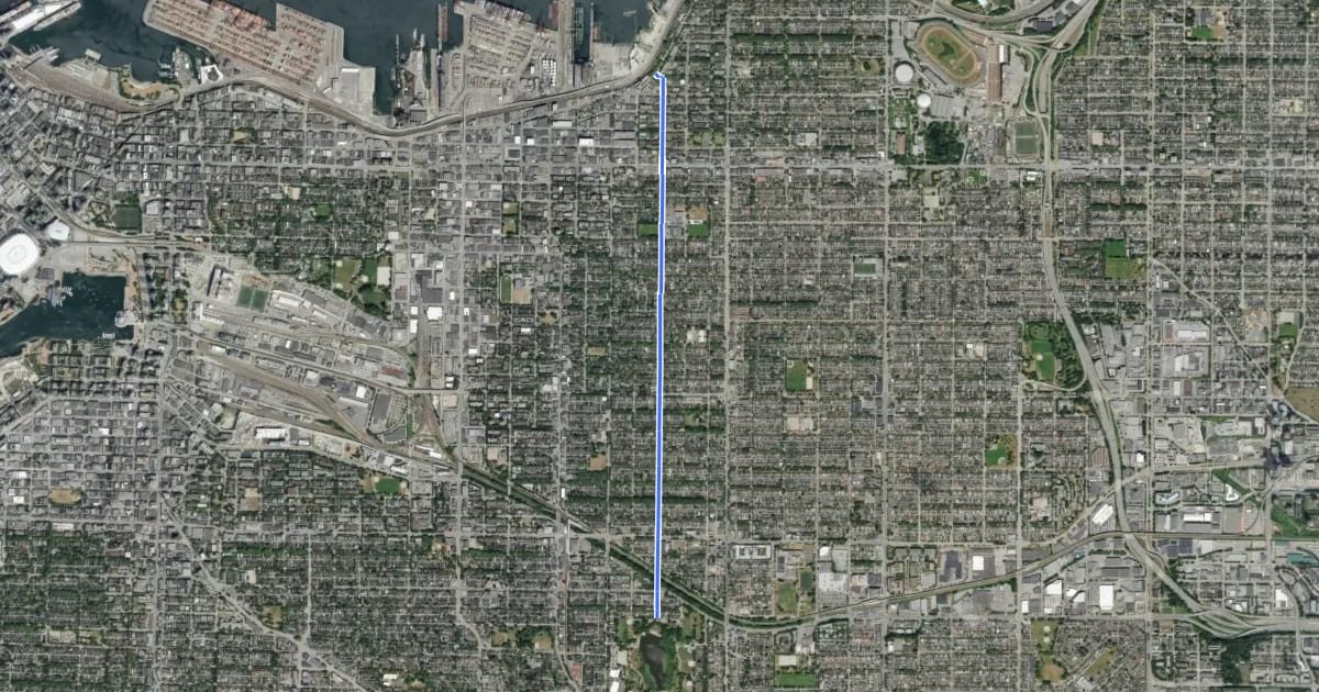 Маршрут Lakewood Bikeway на спутниковом снимке
