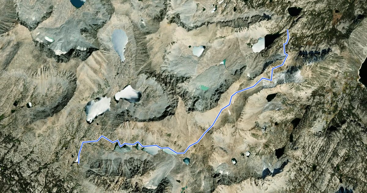 Маршрут Lamarck Col Trail на спутниковом снимке