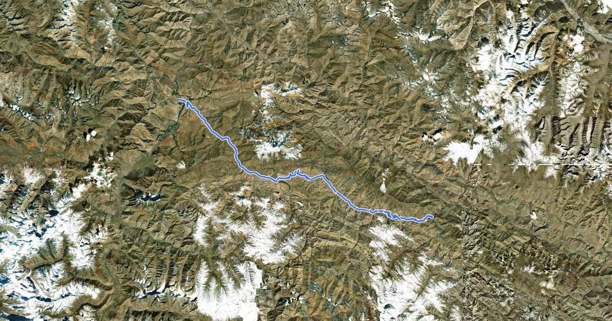 Маршрут Lamayuru to Kargil на спутниковом снимке