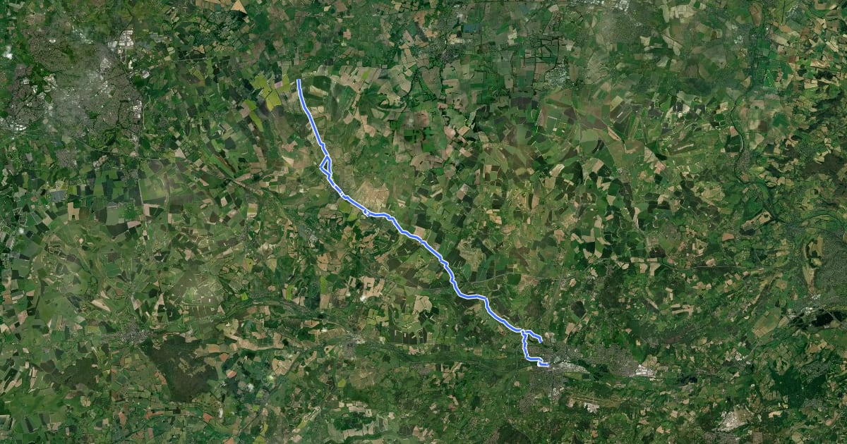 Маршрут Lambourn Valley Way на спутниковом снимке