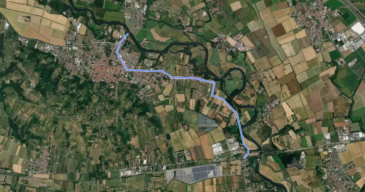 Маршрут Lambrinia - Borghetto Lodigiano на спутниковом снимке
