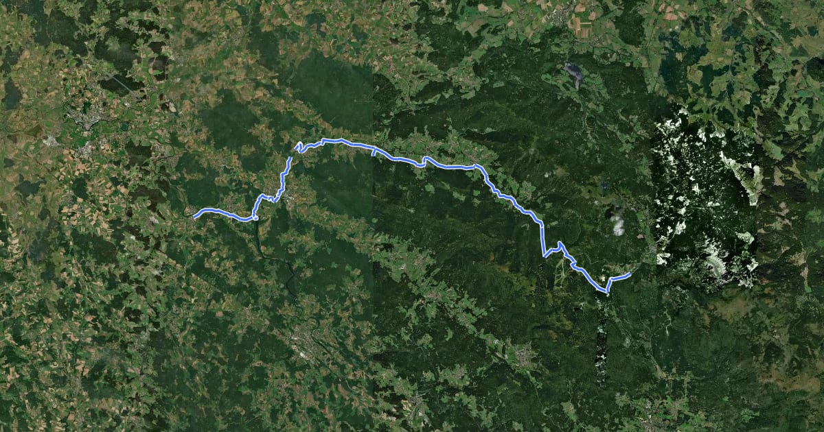 Маршрут Lamer-Winkel-Arber-Radweg на спутниковом снимке
