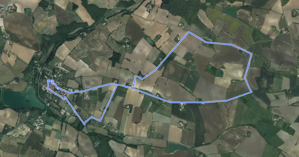 Маршрут Lamontjoie, bastide de Gascogne 7.8 km на спутниковом снимке