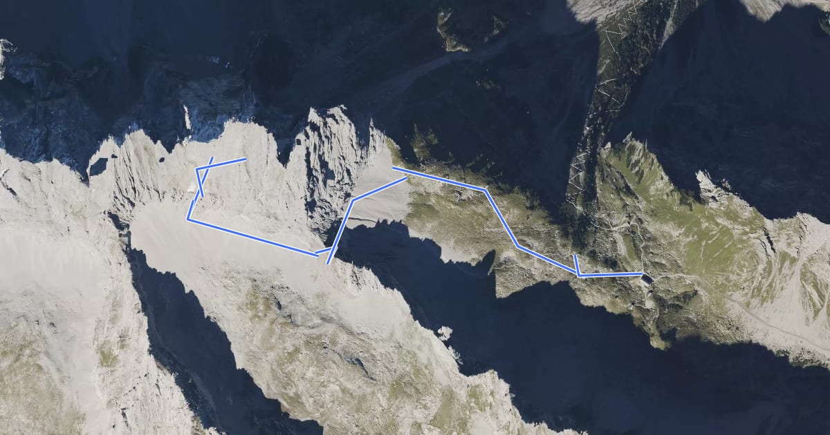Маршрут Lamsenspitze Normalweg на спутниковом снимке