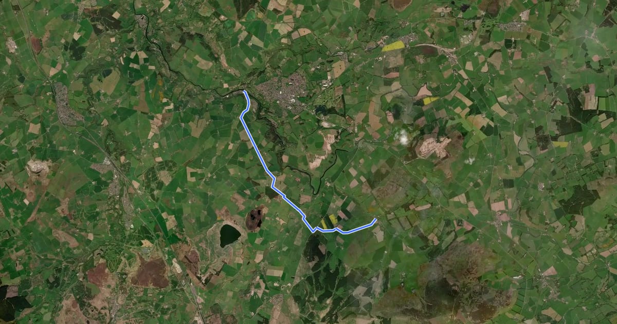 Маршрут Lanark (Kirkfieldbank) to Biggar на спутниковом снимке