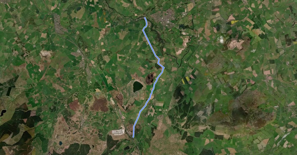 Маршрут Lanark (Kirkfieldbank) to Happendon Bridge на спутниковом снимке