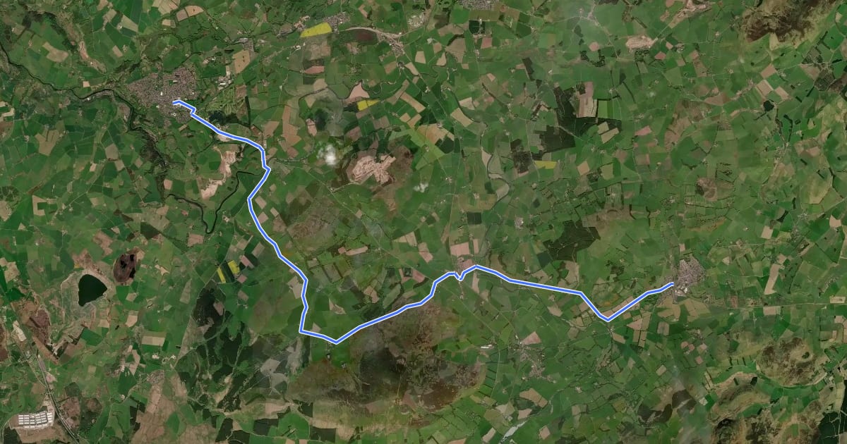 Маршрут Lanark to Biggar via Hyndford Bridge на спутниковом снимке