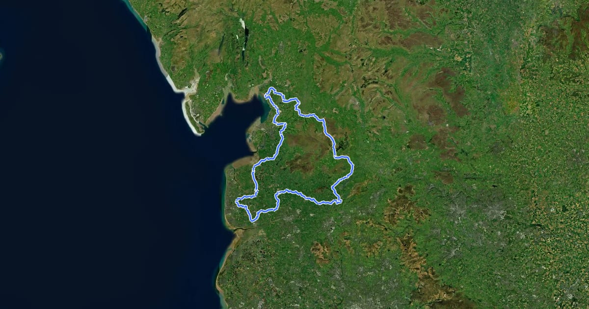 Маршрут Lancashire Cycleway (Northern Loop) на спутниковом снимке