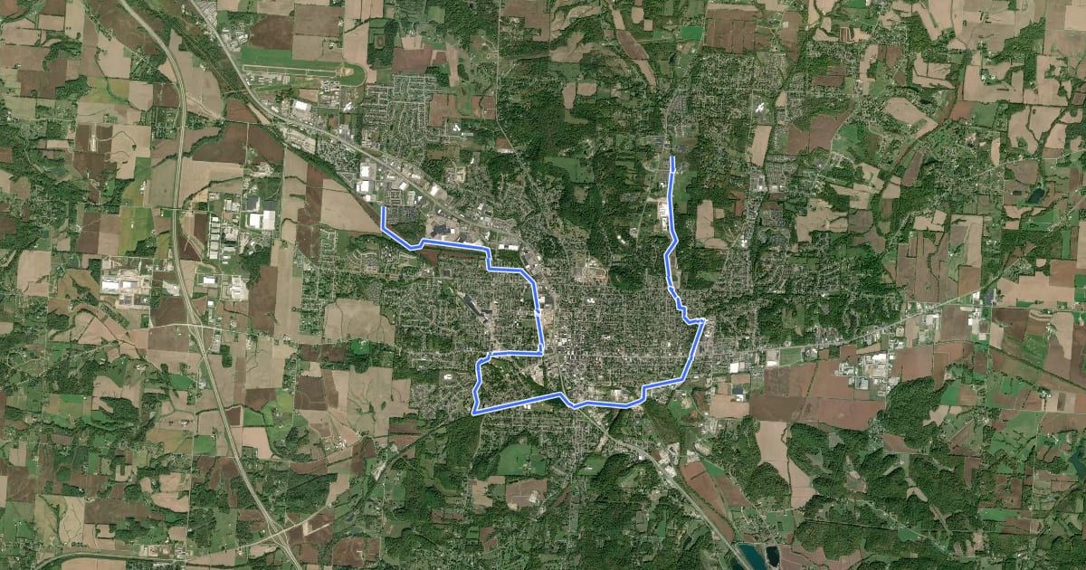 Маршрут Lancaster Bike Path на спутниковом снимке