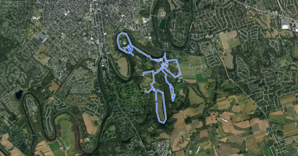 Маршрут Lancaster County Central Park на спутниковом снимке