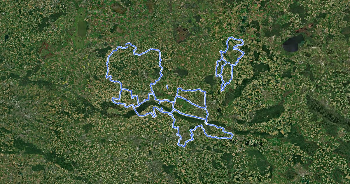 Маршрут LandArt-Route на спутниковом снимке