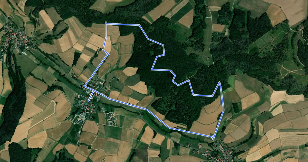 Маршрут Landetal Rundwanderweg L1 на спутниковом снимке