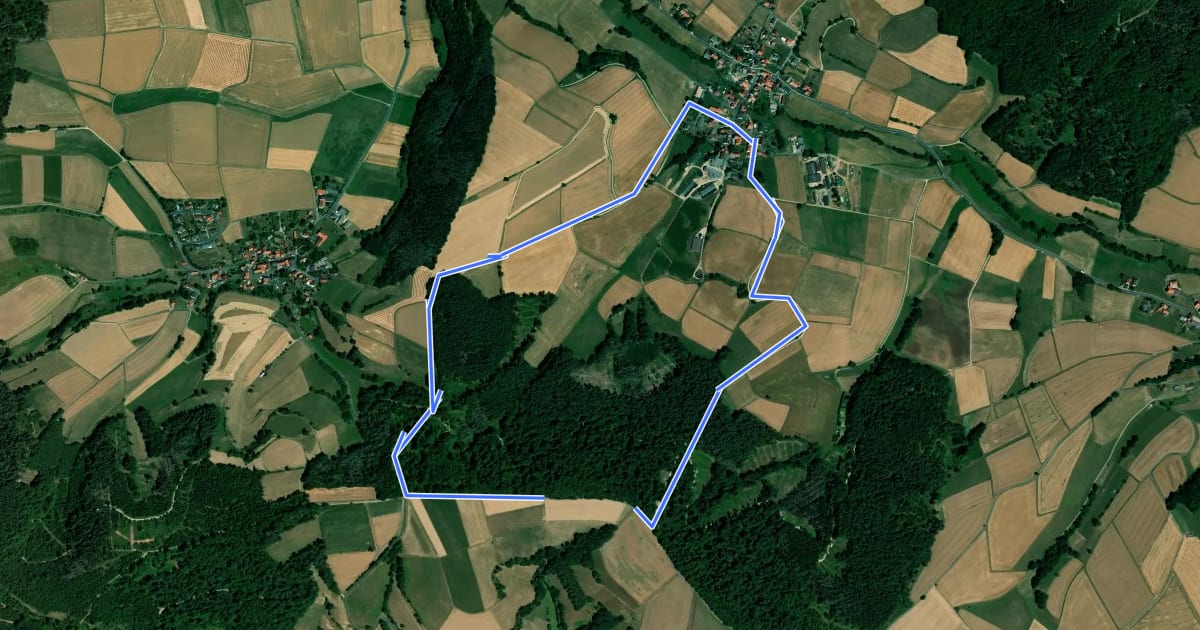 Маршрут Landetal Rundwanderweg L2 на спутниковом снимке