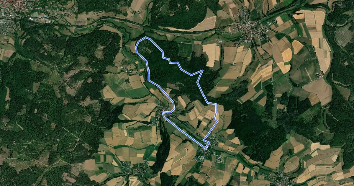 Маршрут Landetal Rundwanderweg L5 на спутниковом снимке