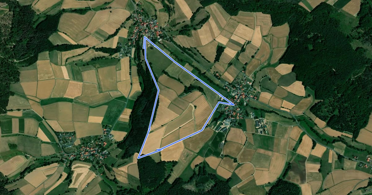 Маршрут Landetal Rundwanderweg L9 на спутниковом снимке
