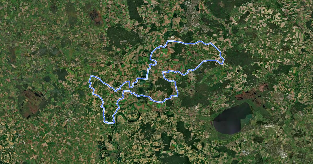 Маршрут LandGenussRoute Mittelweser на спутниковом снимке